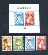 NETHERLANDS ANTILLES _ 1986  CHILD WELFARE - SPORTS  SET of 4 + M/SHEET _ MNH __