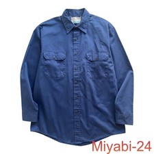 Sears 80's Fieldmaster Work Shirt Navy Made in USA Size L Vintage
