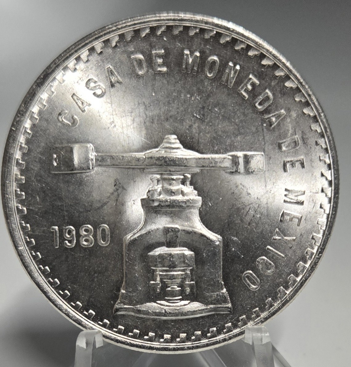 メキシコⅠオンザ銀貨1980年 天秤のデザイン 1980 Mo Mexico Balance Scale Onza .925 Silver Casa de Moneda