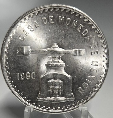 1980 Mo Mexico Balance Scale Onza .925 Silver Casa de Moneda Mexican Peso Coin