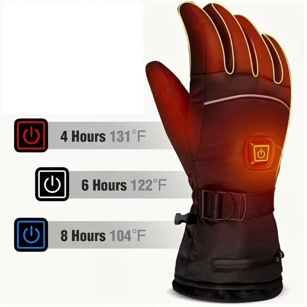 Heated Gloves Electric Rechargeable Battery Hand Warm Windproof Thermal Winter