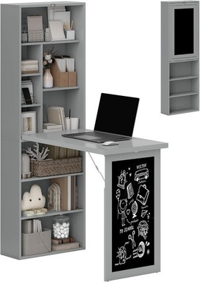Foldable Convertible Writing Table, Wall Mounted Space-Saving Computer Desk with