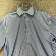 Collars & Co Dress Collar Polo Shirt Mens S Blue Houndstooth Performance Stretch