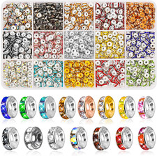 Shynek 1200 Pieces Rondelle Spacer Beads for Jewelry Making, 6Mm Rhinestone Spac