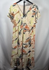 Madewell Women’s Flutter Sleeve Ruffle Waist Midi Dress Brushing Up Print 12