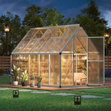 Walk-in 6x9 FT Polycarbonate Greenhouse, Heavy Duty Aluminum Outdoor Sunroom