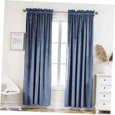 Velvet Curtains 2 Panels Heavy Blackout 52"W x 95"L Pack of 2 Stone Blue