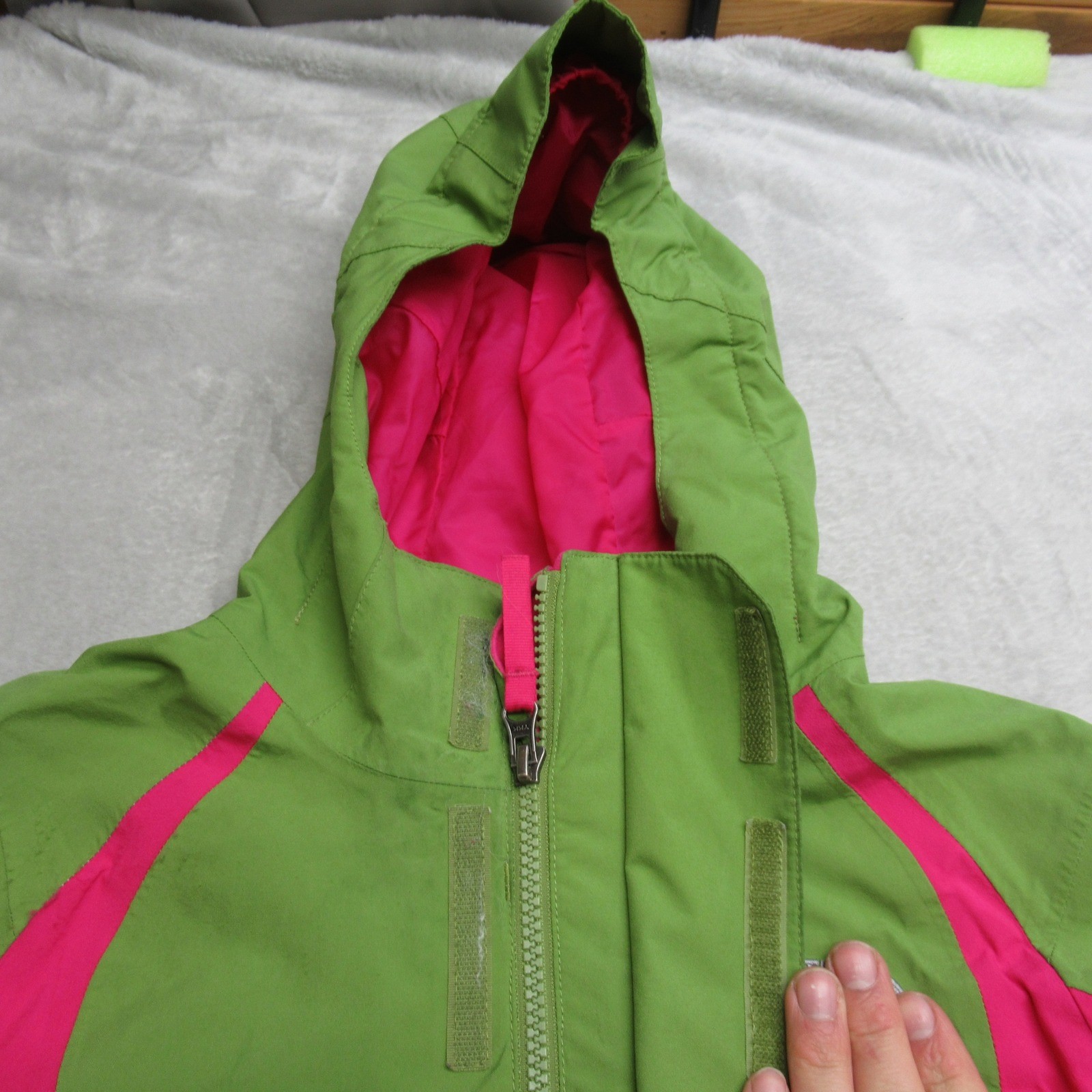 North Face Jacket Girls Medium 10/12 Green Hooded Pockets Waterproof 3in1 Shell thumbnail 11