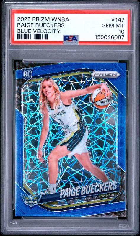 2025 PANINI PRIZM WNBA BLUE VELOCITY #147 PAIGE BUECKERS PSA 10