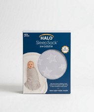 Halo SleepSack Swaddle 3-6 Months S Grey Stars Fleece - New In Box