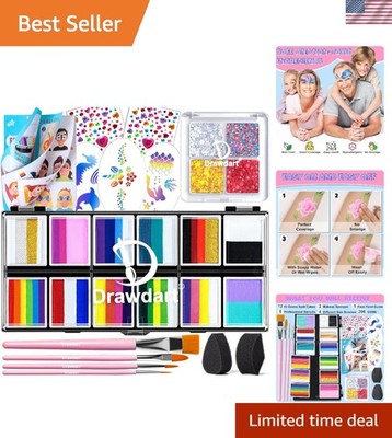 Professional Face Painting Kit for Kids Adults, Rainbow Split Cake Face Paint...