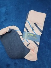 Image of Polo Ralph Lauren Mens Socks 2-Pack Pink Blue Striped One Size New