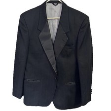 Christian Dior Monsieur Formal Black Striped Single Button Tuxedo Blazer 42R VTG