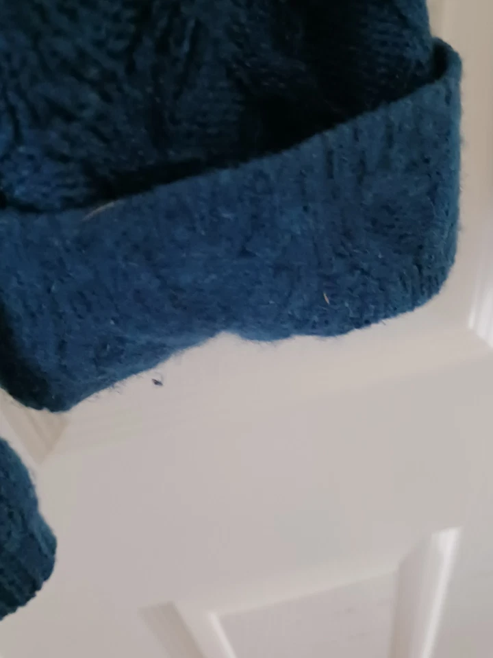 Kinross Cashmere Teal Green Mock Neck Patterned Knit Pullover Sweater Size S - Image 4 of 4