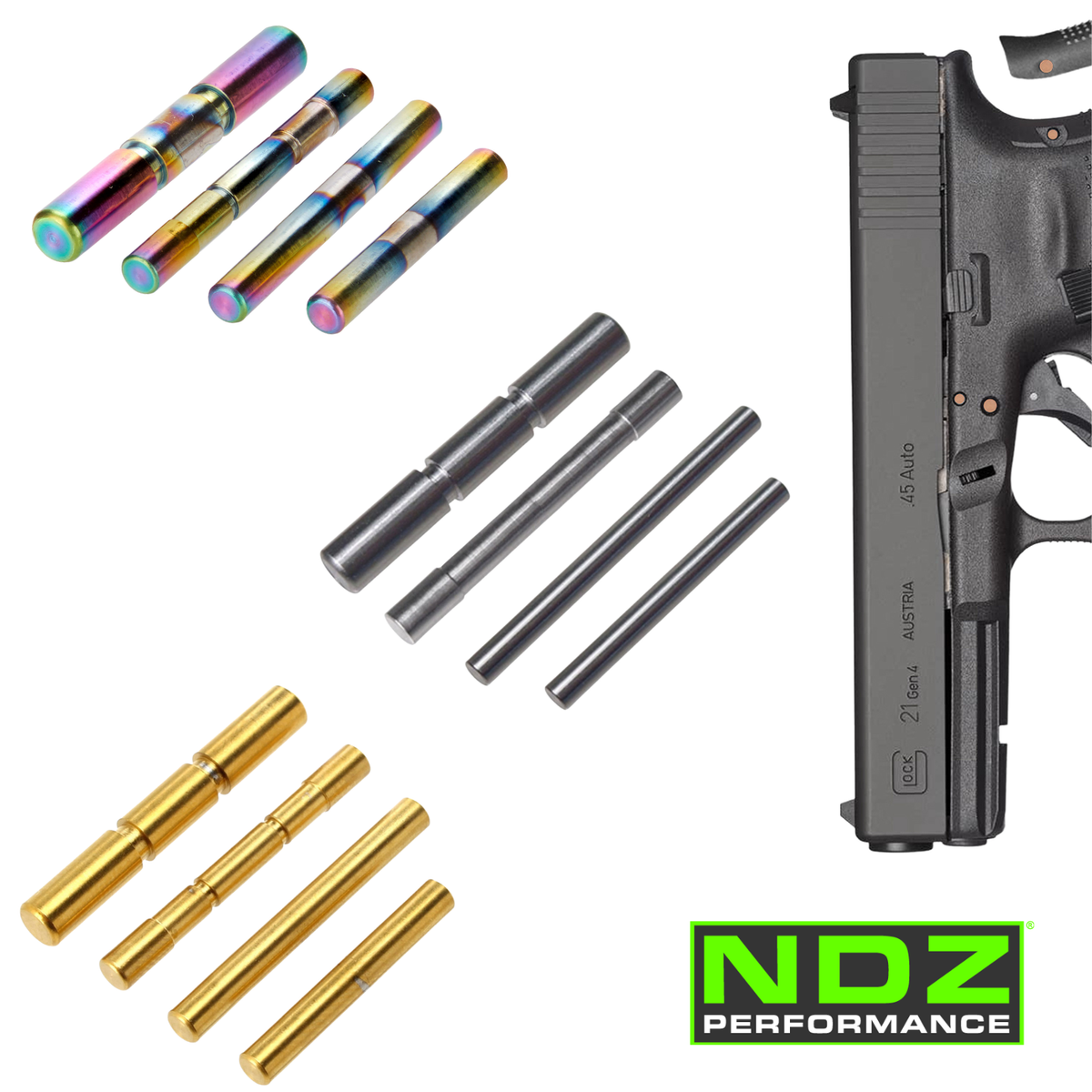 NDZ Glock 17 19 Gen 4 Stainless Steel Pin Kit Trigger Housing