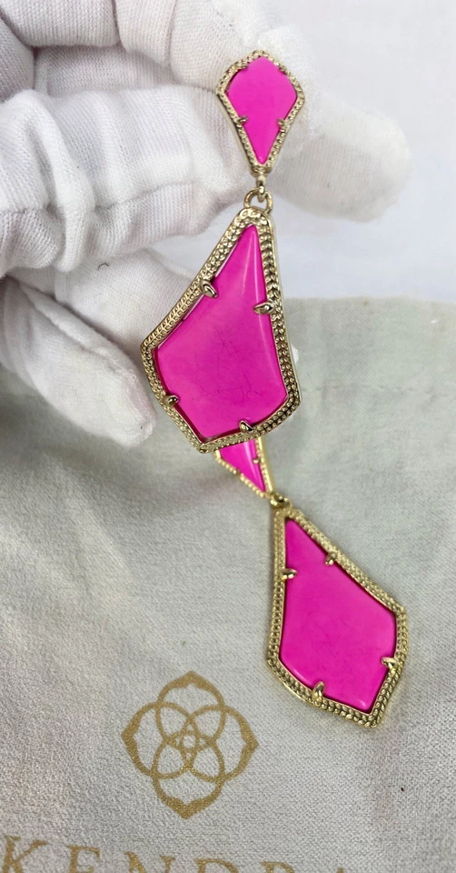 Kendra Scott Pink Magenta Alexa Earrings In Gold Tone - Image 4 of 4