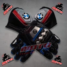 BMW MOTORRAD LEATHER MOTORBIKE GLOVES, MOTORCYCLE RACING GLOVES, ALL SIZES