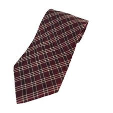 Tommy Hilfiger 100 Silk Necktie Red Navy Plaid Mens Tie Classic Modern Preppy