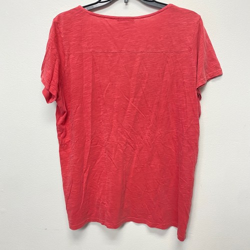Blusa Bohemia Top XL Bordada Lucky Brand Manga Corta Coral Rojo Informal - Imagen 6 de 10