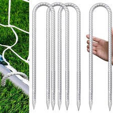 Trampolines Stakes, U Shaped Rebar Stakes 4 Pack 12 Inch, Heavy DutyGalvanize...