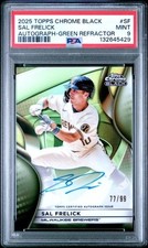 2025 Topps Chrome Black   Auto- Sal Frelick Green Refractor /99 PSA 9