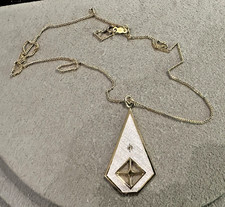 Vintage Sterling Silver Textured Citrine Pendant 1/20 14K Gold Chain Necklace