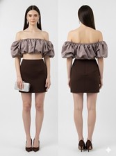 JONATHAN SIMKHAI Rare off shoulder duchess satin corset top size 4 NWOT