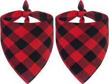 2 Pack Dog Bandana Christmas Classic Plaid Pet Bandana Scarf Triangle Bibs Kerch