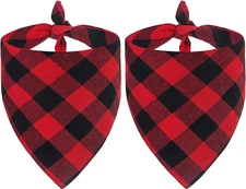 2 Pack Dog Bandana Christmas Classic Plaid Pet Bandana Scarf Triangle Bibs Kerch