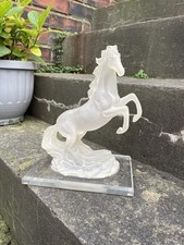 Large Frosted Acrylic Rearing Horse Stallion Statue Figurine on Clear base 