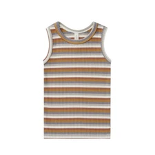 Quincy Mae Ribbed Tank Top Brown Multi-Stripe Size 0-3 Months 