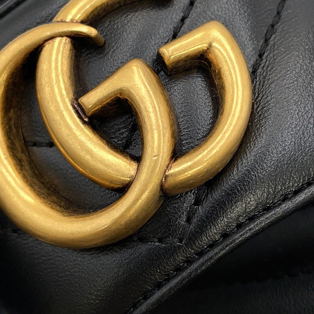 GUCCI Sandals GG Marmont Mule Leather Women's Size 34 1/2 674839 GUCCI Shoes Bla thumbnail 10