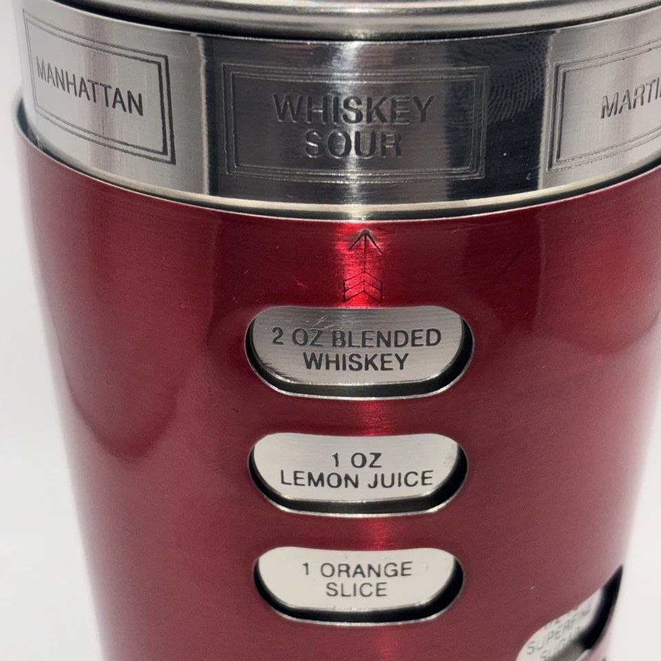 Receta giratoria roja de acero inoxidable coctelera Martini barware 24 oz Foto 2 de 4