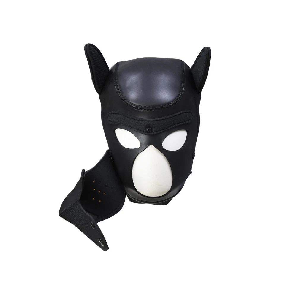 Fantasias de cosplay unissex de neoprene cabeça inteira focinho destacável máscara capuz filhote - Imagem 3 de 4