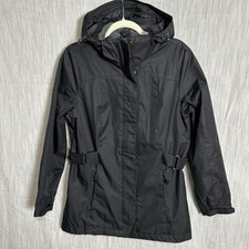 Gerry Womens Black Hooded Mid-Length Rain Coa...