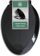 RENOVATORS SUPPLY Elongated Quiet Close Toilet Seat With Grip Tight Bumpers BLK