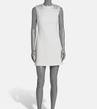 Alice + Olivia Women's White Embellished Crewneck Almira Shift Dress Size 12