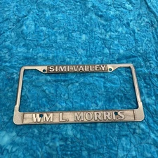 Simi Valley WM L Morris Silver Plastic License Plate Frame Front Or Rear
