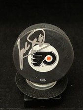 Roman Cechmanek Philadelphia Flyers Autographed Flyers Logo Puck Topps Hologram