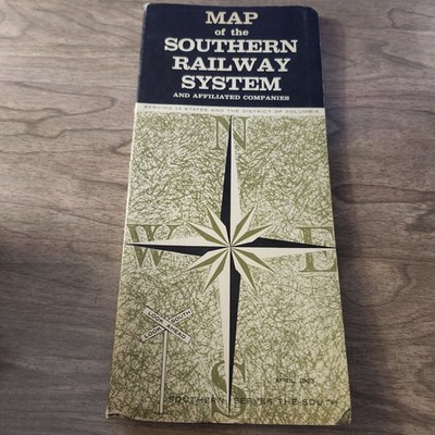 1963 Southern Railway System Map Vintage Railroad Travel North America