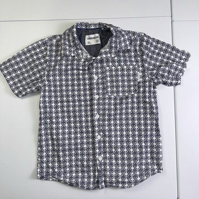 Sovereign Code Button Down Shirt Short Sleeve Blue Abstract For Boys (Size Sm 8)