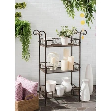 Safavieh Outdoor Living Rustic Noreen Rustic Brown Iron 3-Tier Shelf - 28.3 X X