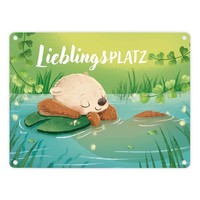 Schlafender Otter Metallschild In 15X20 Cm Mit Spruch Lieblingsplatz