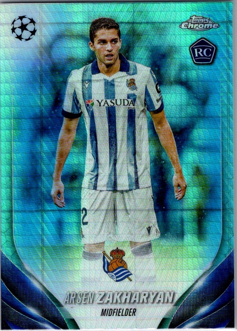2023-24 Topps Chrome UCC Arsen Zakharyan #141 Aqua Prism Refractor (RC)