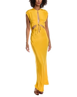 knee length dresses for ladies Christopher Esber Pink Triquetra Front Tie Silk Maxi Dress
