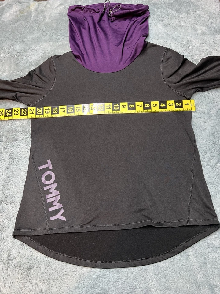 Tommy Hilfiger Sudadera con Capucha Deportiva Para Mujer Grande Negra Púrpura Correr Gimnasio Entrenamiento Foto 2 de 4