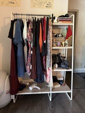 Modern Freestanding White Metal Wood Shelves Rack