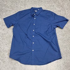 Van Heusen Men's Classic Fit Button Up Short Sleeve Shirt Blue X-Large 17-17 1/2