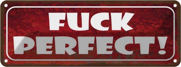 Blechschild 10X27 Cm Fuck Perfect Dekoration Deko Geschenk Metall Schild-image