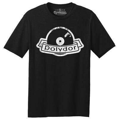 Throwbackmax Polydor Record Label Classic Cut, Premium Tri-Blend Black T-Shirt